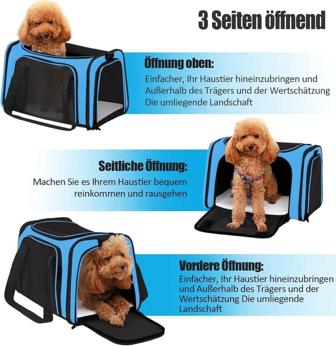 TOFFCAEA Transporttasche für Katze Hund, Hundetransportbox, Faltbare Katzentransportbox, tragbar, 5k