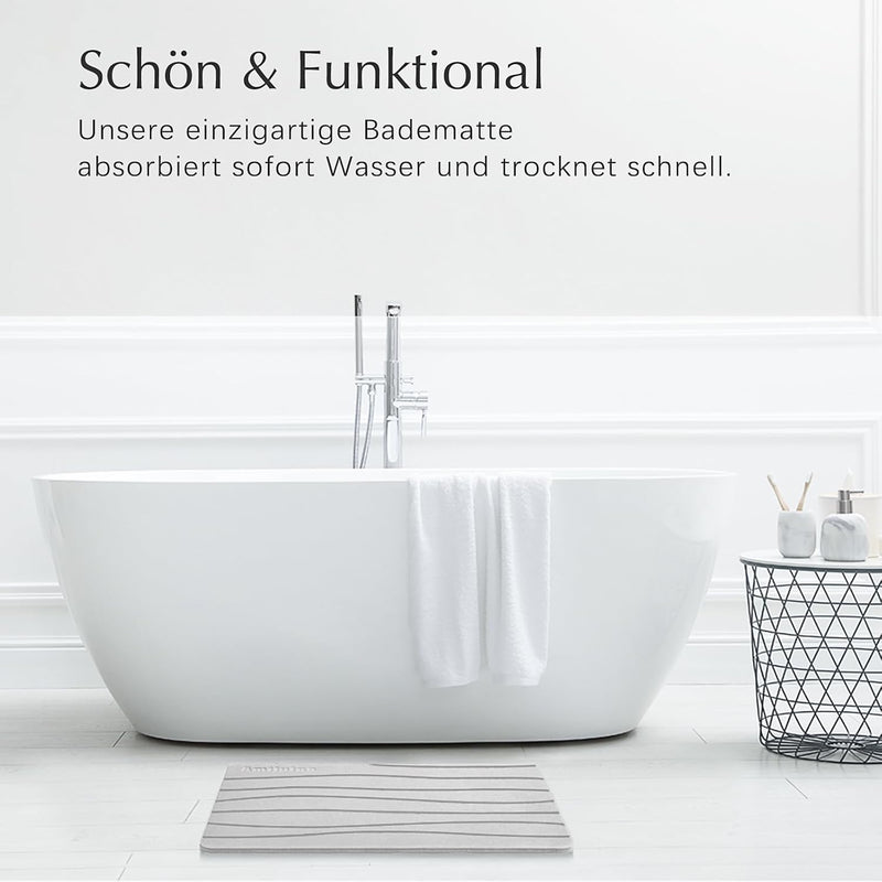 Amilutuo Badematte Stein, Diatomite Stone Bath Mat, rutschfeste Stein Badematte, Badematte Stein Sch