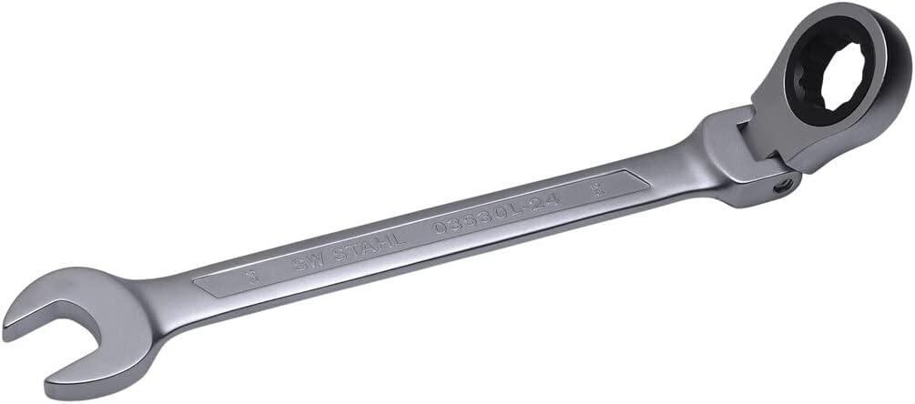 SW-Stahl 03530L-24 Gabelringratschenschlüssel 24 mm mit Gelenk, 72 Zähne | Hochwertiger Chrom-Vanadi