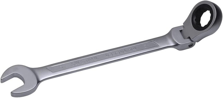 SW-Stahl 03530L-24 Gabelringratschenschlüssel 24 mm mit Gelenk, 72 Zähne | Hochwertiger Chrom-Vanadi