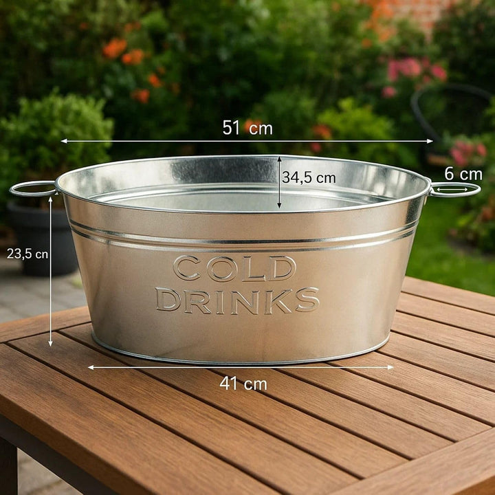 BigDean Zinkwanne gross XXL für Garten Getränkekühler extra gross 24 Liter Getränkewanne verzinkt