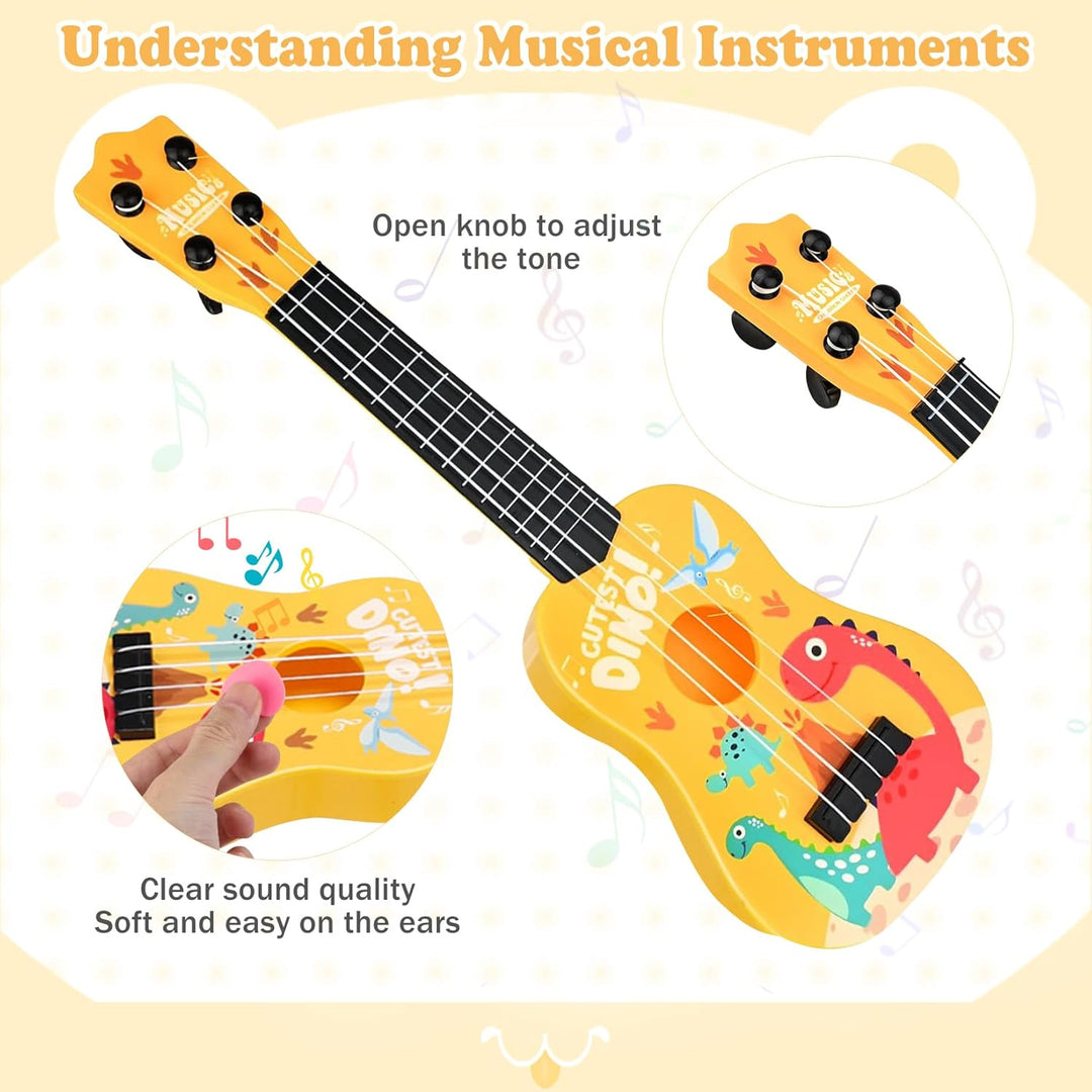 42cm Kindergitarre Mit 4 verstellbaren Saiten Ukulele Gitarre Spielzeug für Kleinkinder Anfänger Jun
