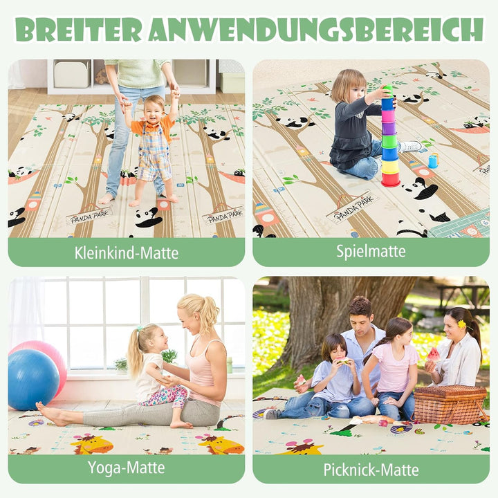 DREAMADE Faltbare Spielmatte Baby, 200 x 180 cm Doppelseiten Spieldecke aus XPE, Krabbelmatte für In