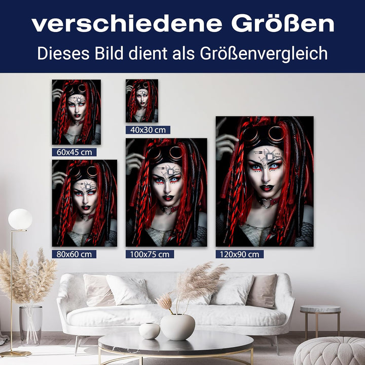 wandmotiv24 Leinwandbild Models, 80x60cm, Hochformat, Frau, Steampunk, Deko, Bilder auf Leinwand, Wa