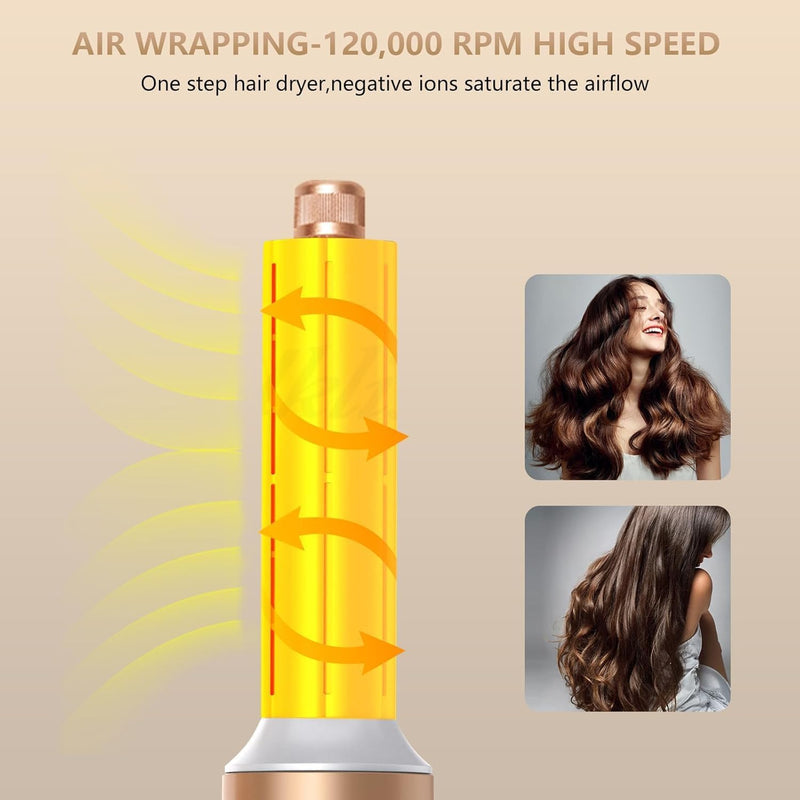 TANSHINE 7 in 1 Hairstyler,110000 RPM High-Speed Ionic Haartrockner für Schnelles Trocknen,Auto Wrap