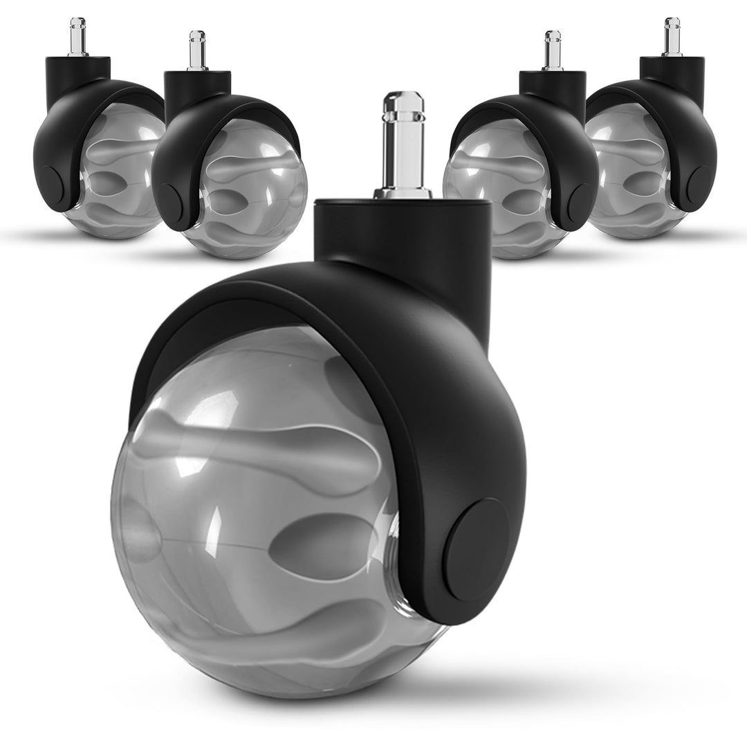 Sytopia Bürostuhl Rollen 5er Set in Grau, Rollen für Bürostühle 11 x 22 mm für Teppichböden, Hartbod