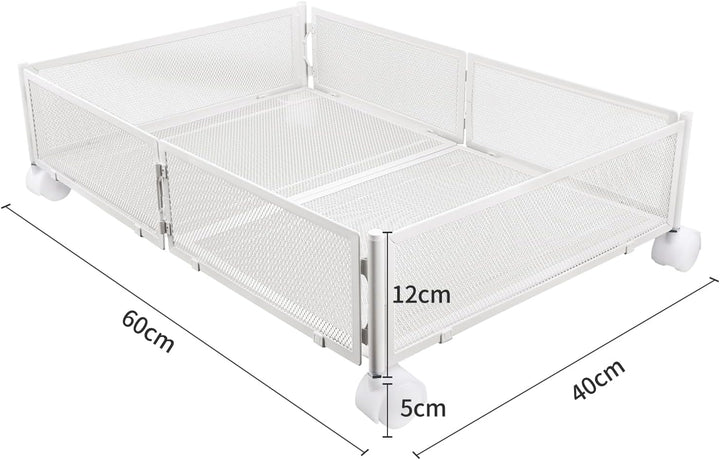 HUOLE Schublade unter dem Bett, zusammenklappbar, aus Metall, Aufbewahrungskorb unter dem Bett, Roll