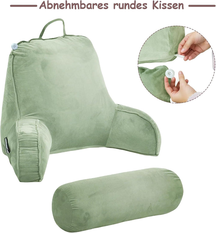 Extra Grosses Lesekissen mit Abnehmbarer Hülle, Ergonomisches Rückenstützkissen für Bett/Sofa, Gefül
