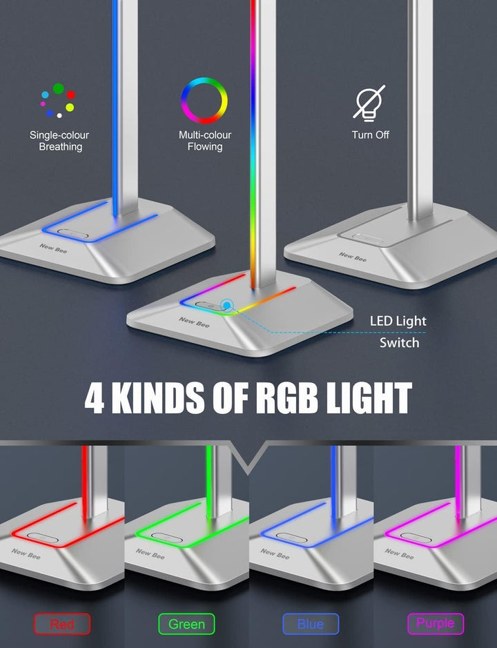New bee Kopfhörer Ständer RGB Headset Halterung mit USB Typ-C Ladegeräten und Datenübertragung Unive