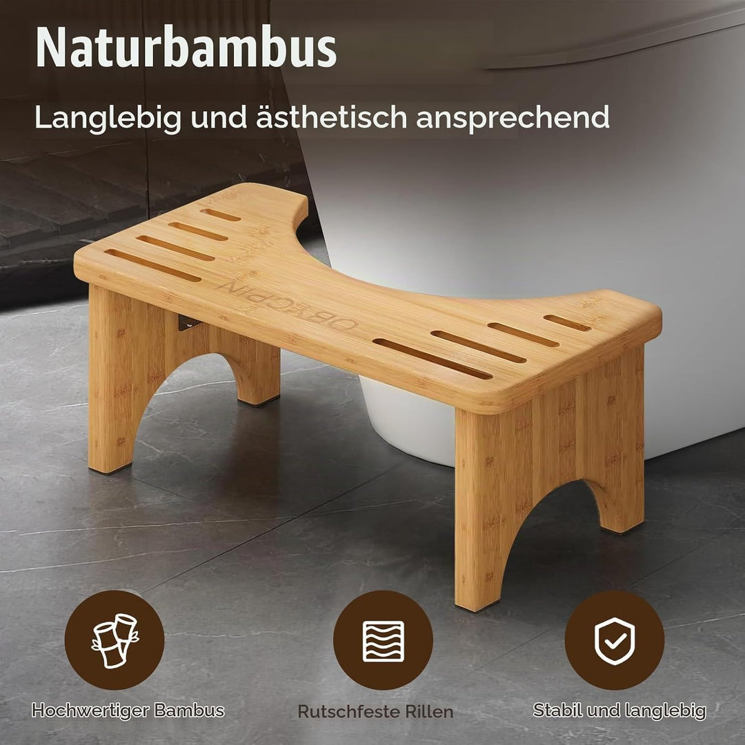 Bambus Toilettenhocker für Erwachsene, Klohocker, Ergonomischer WC-Hocker zur Förderung der Darmgesu