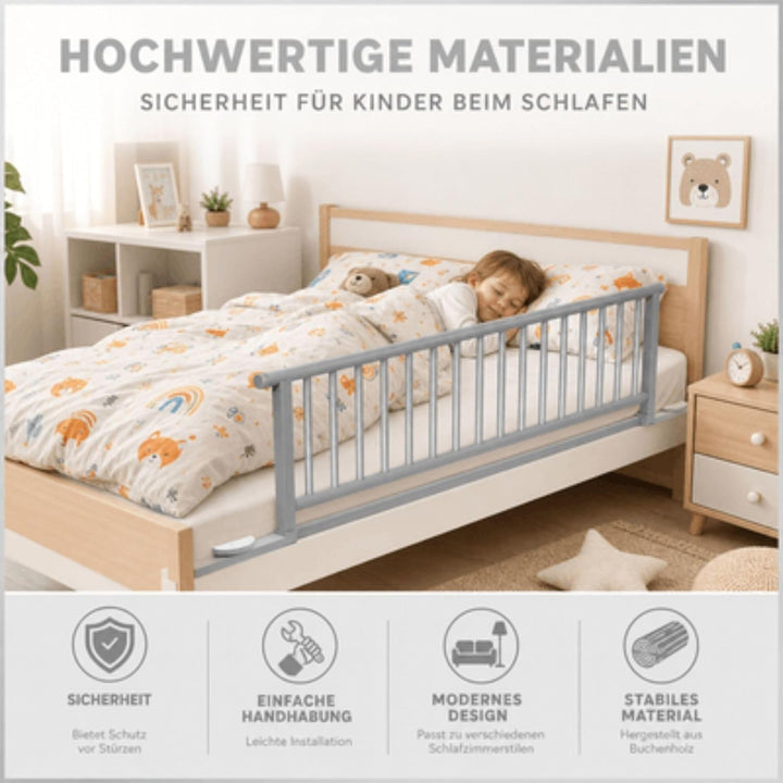 Set Bettschutzgitter aus Buchenholz & Stoffwindel von Kinderhaus Blaubär | Rausfallschutz für Baby &