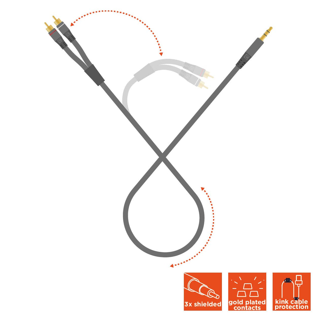 celexon 2x Cinch auf 3,5mm Stereo Klinke Audiokabel 5,0m - Plug &amp; Play - Professional Line 5,0 m 2x