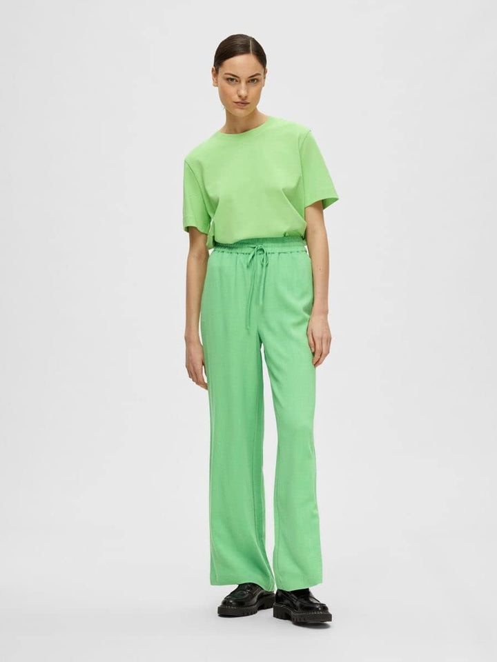 MAMALICIOUS Damen Slfviva-gulia Hw Long Linen Pant Noos 34 Absinthe Green, 34 Absinthe Green