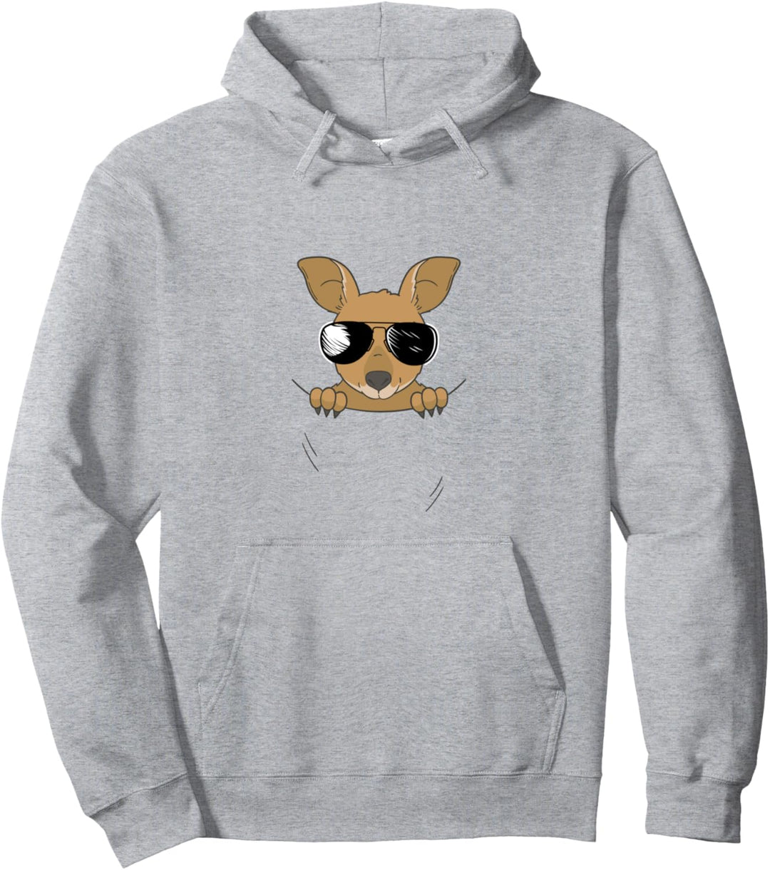 Känguru Baby im Beutel mit cooler Sonnenbrille Pullover Hoodie