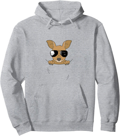 Känguru Baby im Beutel mit cooler Sonnenbrille Pullover Hoodie