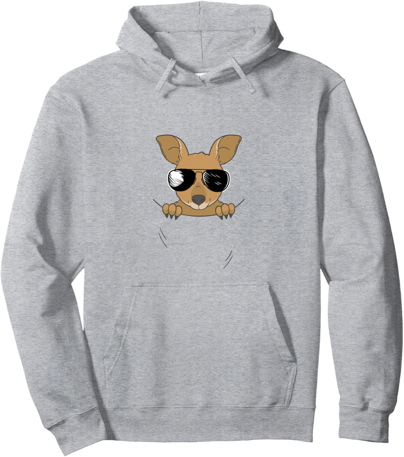Känguru Baby im Beutel mit cooler Sonnenbrille Pullover Hoodie