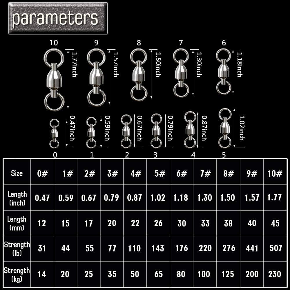 Ball Bearing Wirbel Geschweisst Ringe, Wallerwirbel Meereswirbel Salzwasserfest Spaltring Angelausrü