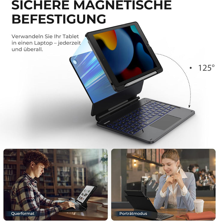 Dexnor Tastatur Hülle für iPad 10.2 Zoll 9/8/7 Generation, für iPad 9. Generation Hülle mit Tastatur