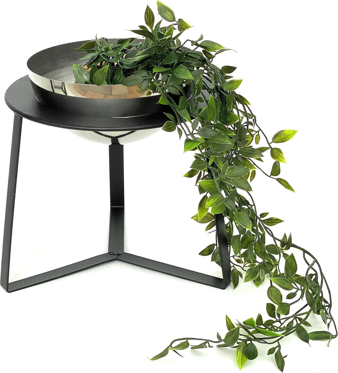 DanDiBo Blumenhocker Metall mit Topf Schwarz Silber 27 cm Blumenständer 96091 M Blumensäule Modern P