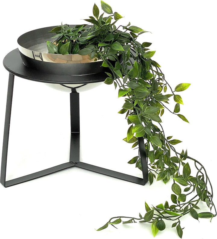 DanDiBo Blumenhocker Metall mit Topf Schwarz Silber 27 cm Blumenständer 96091 M Blumensäule Modern P