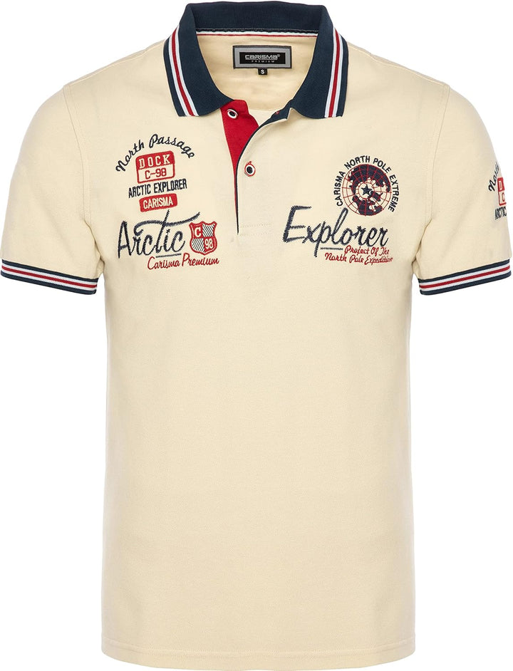 Carisma Casual Herren Poloshirt Kurzarm T-Shirt Regular Fit mit Hochwertigen Stickerei 4634 M Beige,