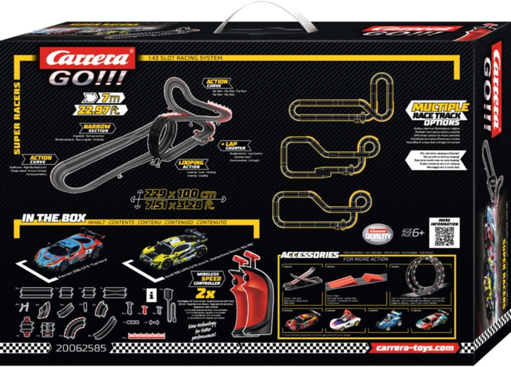 Carrera GO!!! Rennbahn Autorennbahn Super Racers Wireless Set | Grundpackung 62585 | 2 Slotcars inkl