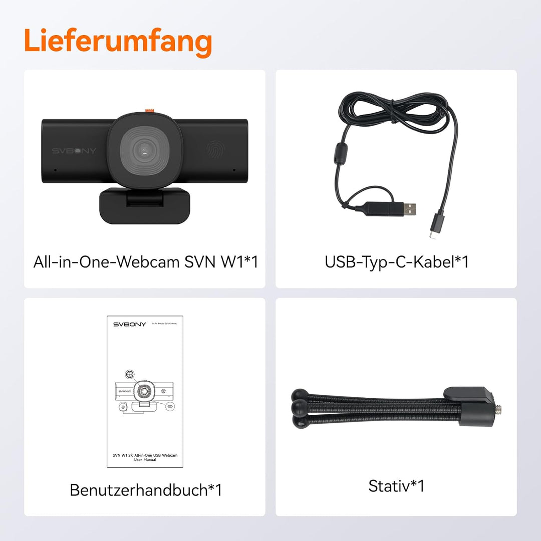 SVBONY SVN W1 2K/30fps pc Kamera für Zoom, Sitzungen Und Videoanrufe | Zwei in Einem Full HD Webcam