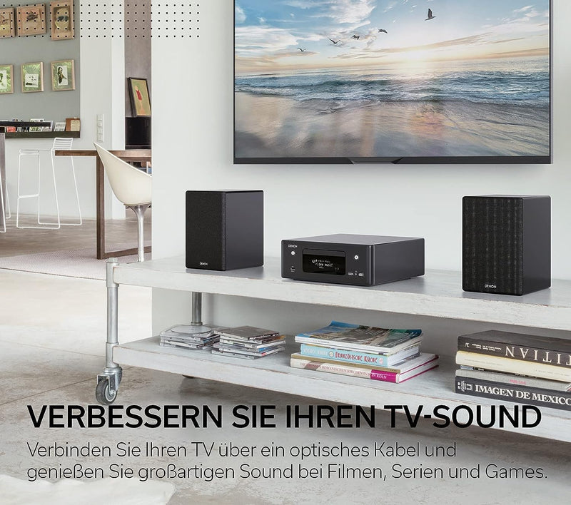 Denon CEOL N-11DAB Kompaktanlage, HiFi Verstärker mit Lautsprechern, CD-Player, Musikstreaming, HEOS