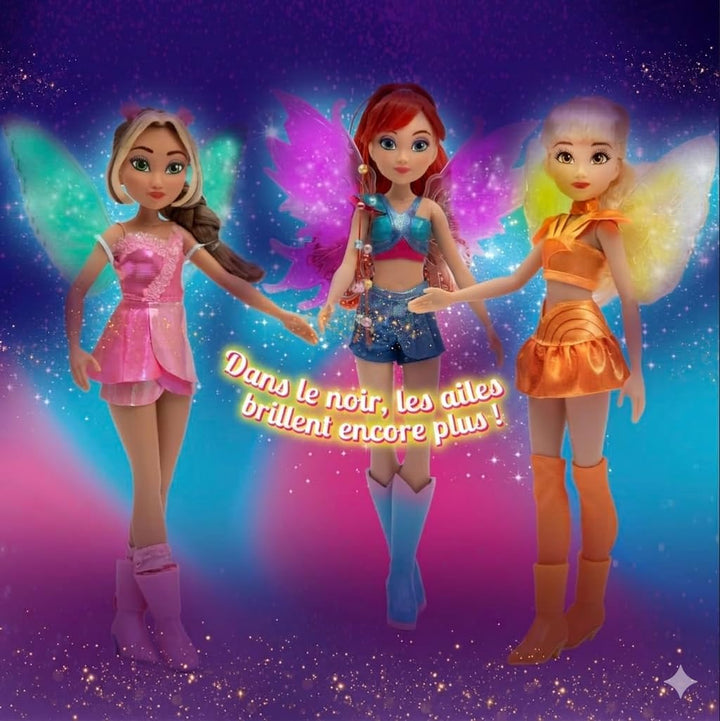 Winx Fairy Light Up Wings Doll – Flora with Sparkling Outfit & Glowing Wings – 27cm Fashion Doll wit