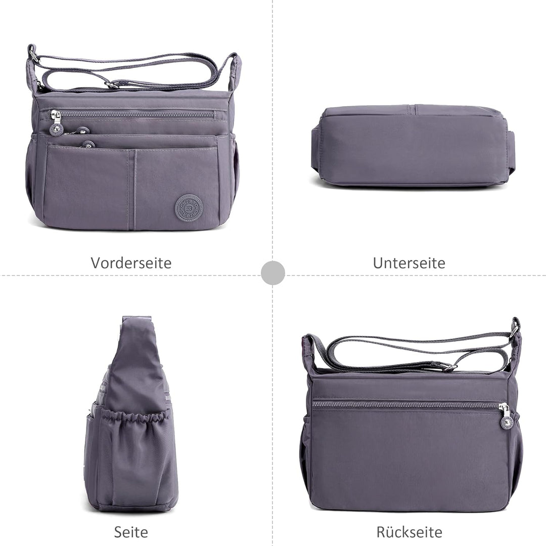 DIRRONA Beiläufig Damen Umhängetasche Multi Pocket Crossbody Bag Mittelgrosse Umhängetasche Aus Nylo