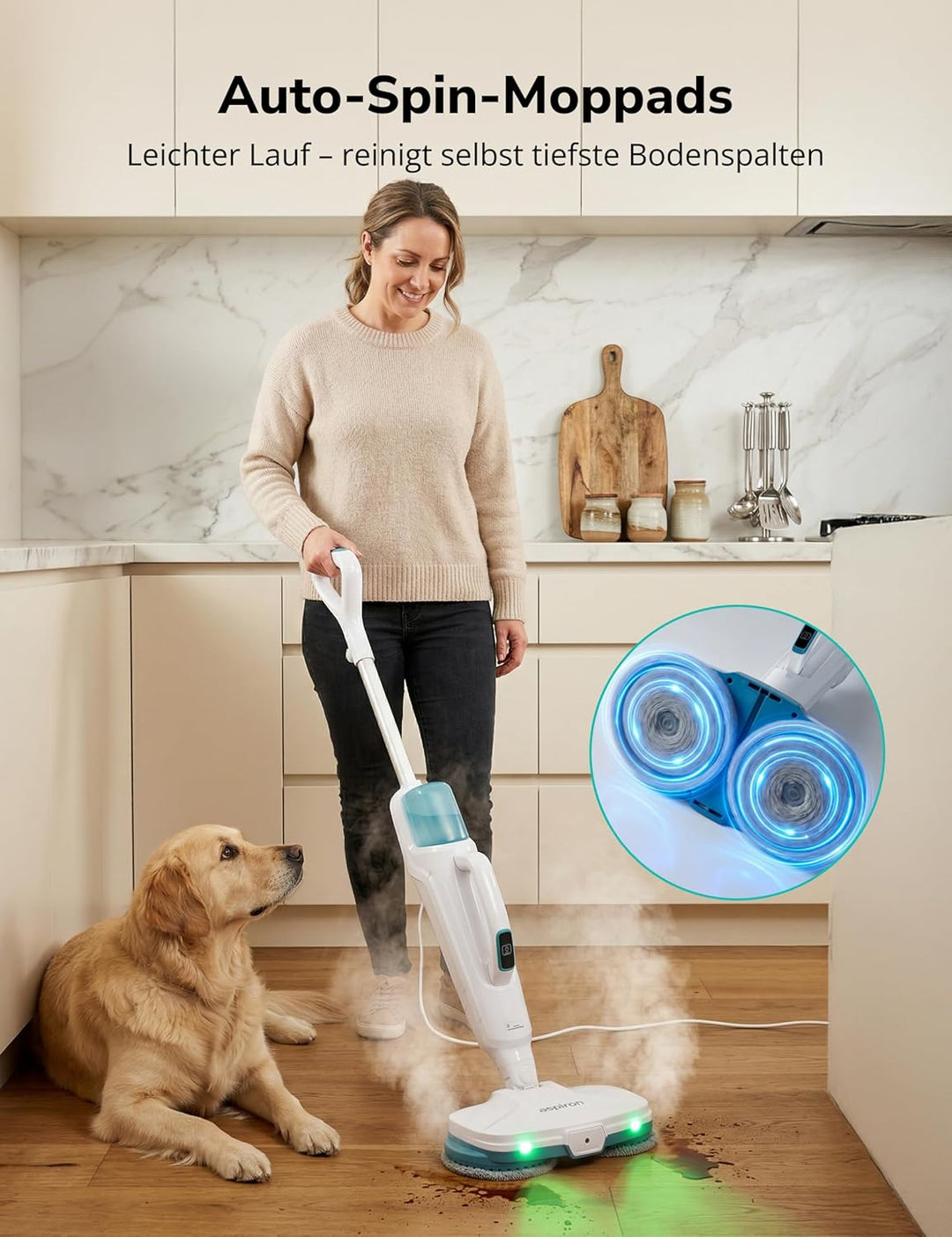 Dampfreiniger 10-in-1 mit Handgerät, 15s Schnellaufheizung, 2 Dampfstufen & Sprayfunktion, 500 ml Ta