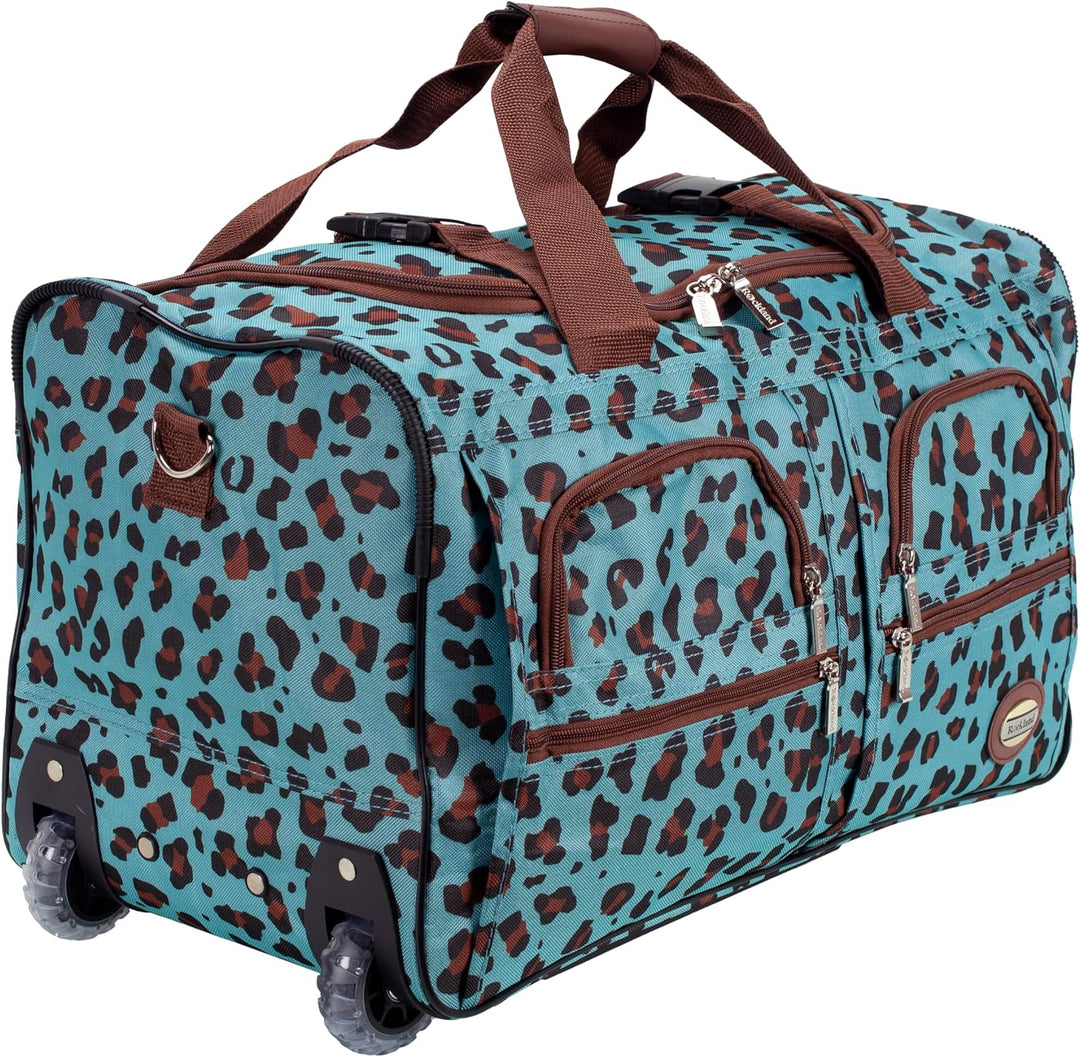 Rockland Reisetasche mit Rollen, Blauer Leopard, 22-Inch, Reisetasche mit Rollen 22-Inch Blauer Leop