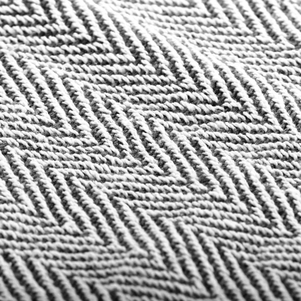 vidaXL Überwurf Baumwolle Fischgrätmuster 160x210cm Marineblau Tagesdecke 160 x 210 cm Marineblau, 1