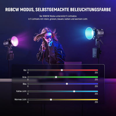 NEEWER MS60C RGBWW LED Videoleuchte Studiolicht 2,4G/APP Steuerung, 65W Ganzmetall Mini Kompakt RGB