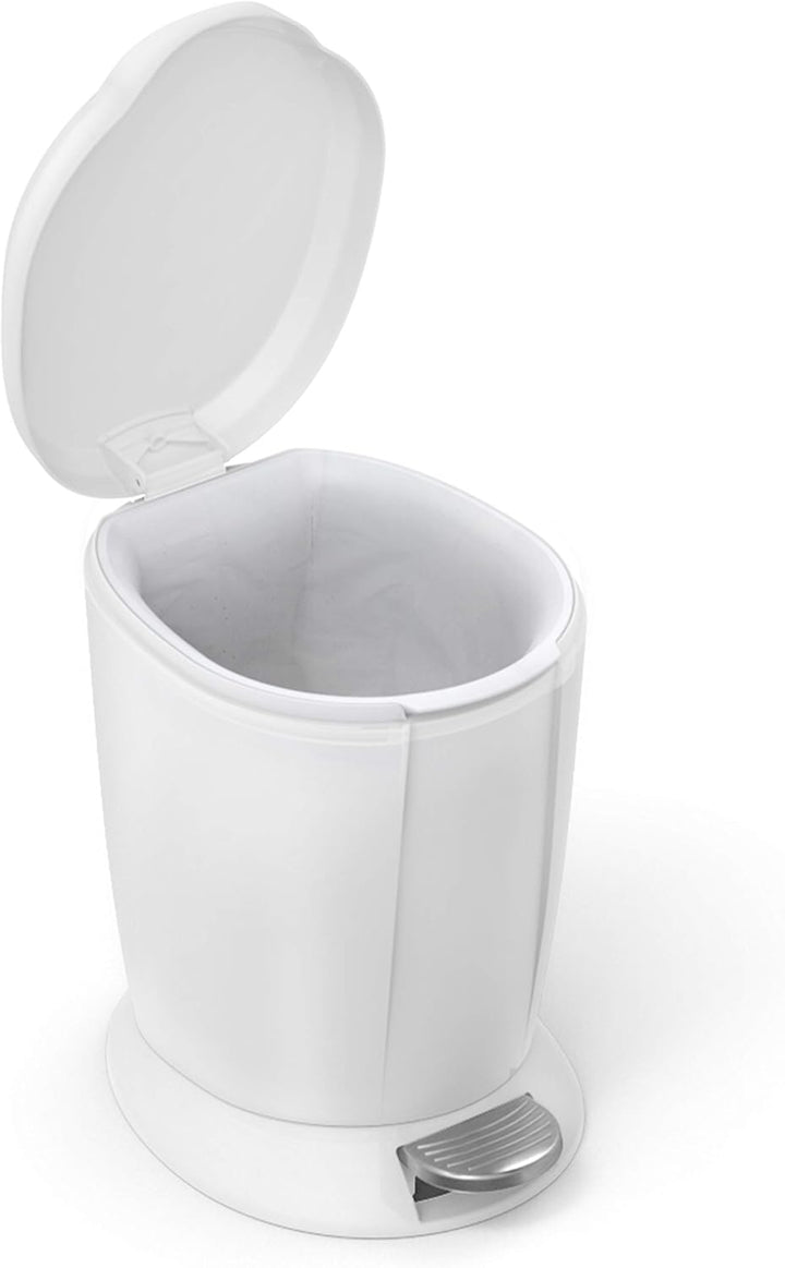 simplehuman CW1318 6 Liter, runder Treteimer, kleiner Mülleimer Bad Badezimmer Büro Schlafzimmer, we