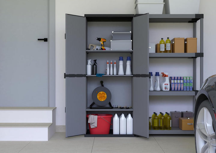 Kreher Hoher Kunststoffschrank mit spritzwassergeschützter Deckel- & Bodenplatte sowie 3 Einlegeböde
