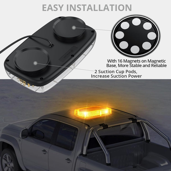Justech 240LEDs 35W Warnleuchte Warnlicht Warnblinkleuchte 15 Modi Notfall-Blinkleucht 12V/24V Blitz