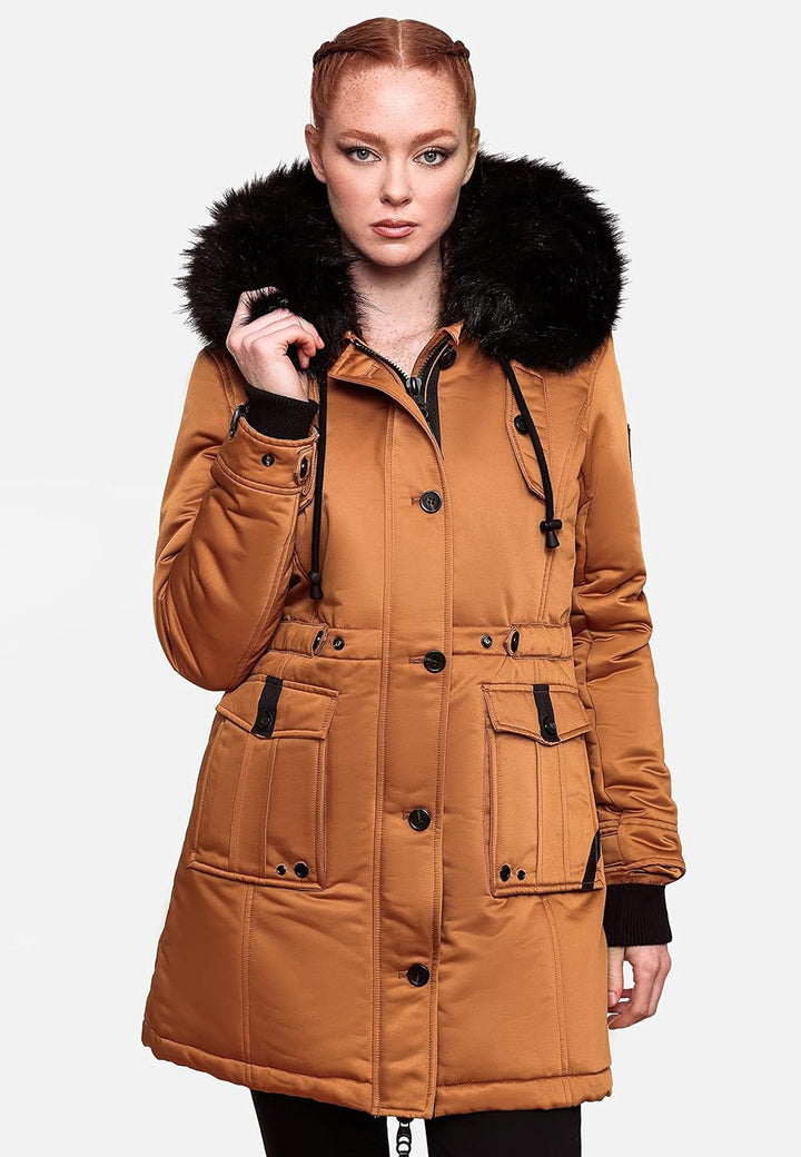 Navahoo Damen Warmer Winterparka mit Kapuze Luluna Prc XS-XXL XS Rusty Cinnamon, XS Rusty Cinnamon