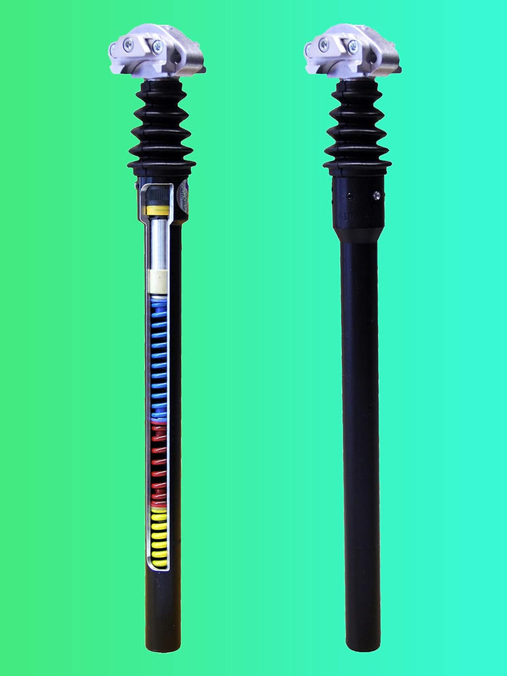 Airwings EXPLETO TRAVEL Gefederte Sattelstütze mit Linear-Kugellager, 425mm Länge Hard Ø30,9mm, Hard