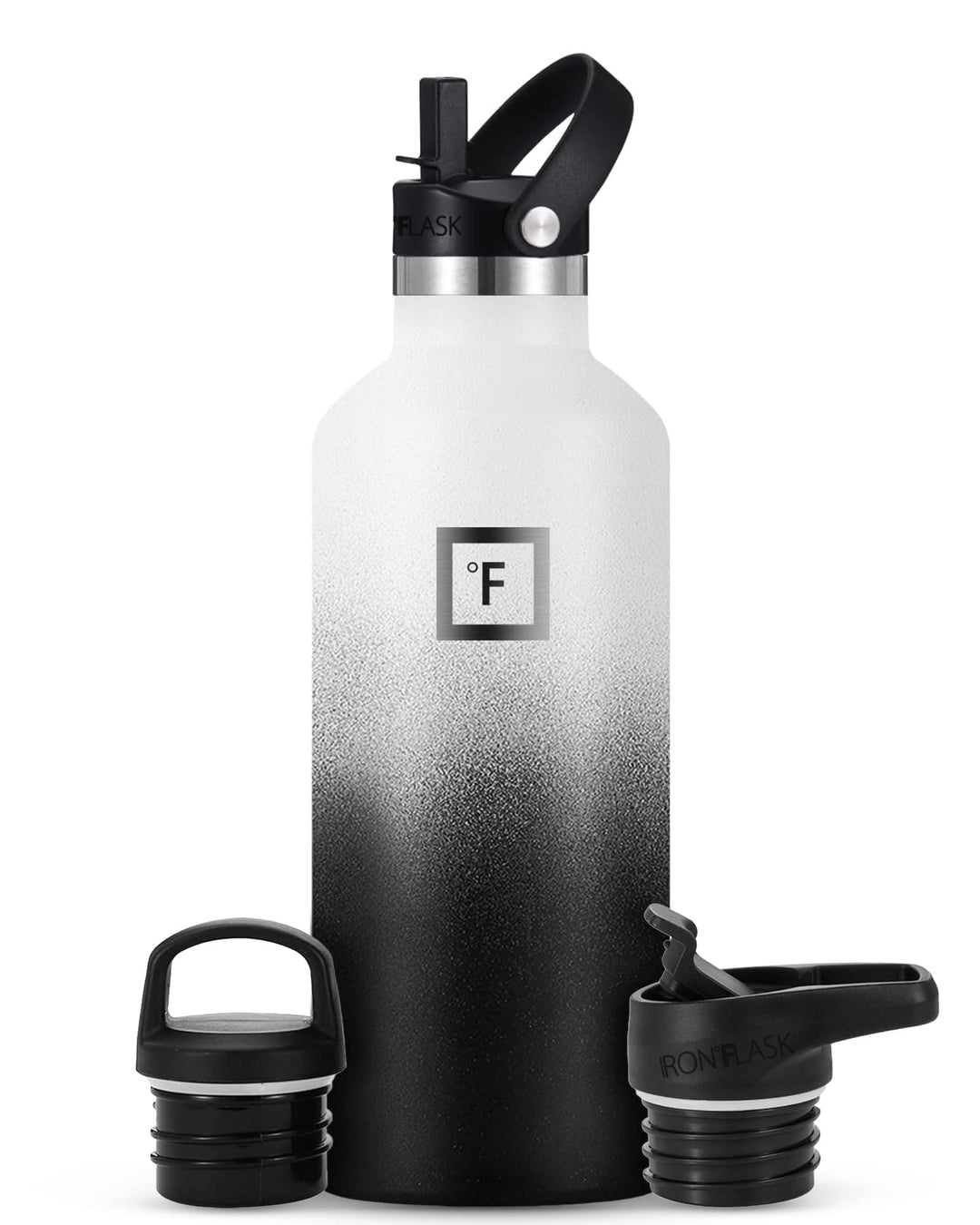 IRON °FLASK Edelstahl Trinkflasche mit 3 Deckel - Auslaufsicher Thermosflasche - Metall Wasserflasch