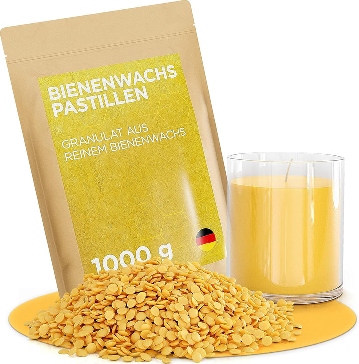 molinoRC 1kg Bienenwachs Pastillen [100% natürlich rein ohne Zusatz Anderer Wachse] - Premium Qualit