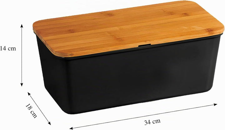 KESPER | Brotbox, Material: Melamin, Bambus, Masse: B: 34 x T: 18 x H: 14 cm, Farbe: Schwarz, Braun