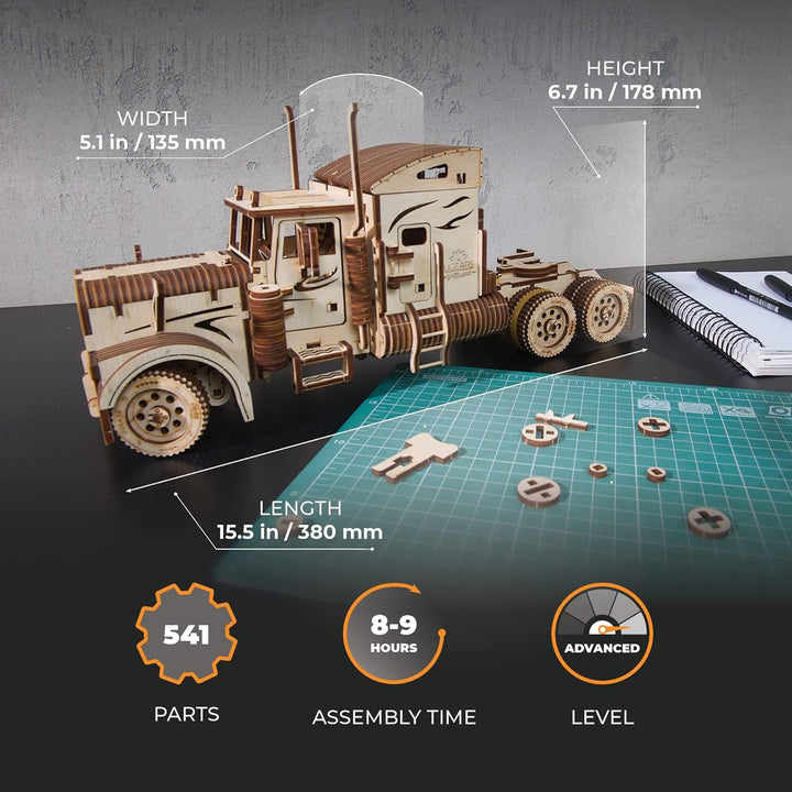 UGEARS LKW-Bausatz – Schweres Jungen-LKW-Modell als Geschenk zum Vatertag – Miniatur-Sperrholz-DIY-M
