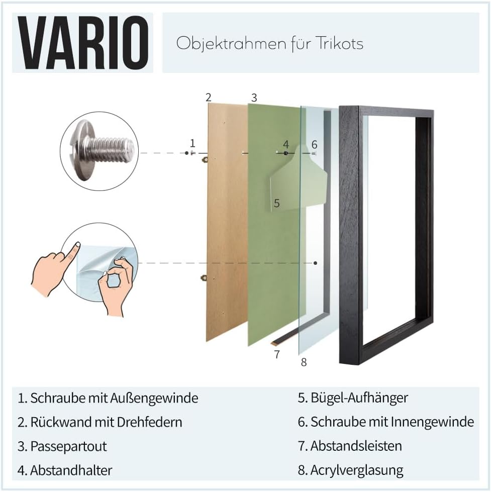 Bildershop-24 Objektrahmen Trikotrahmen Vario inkl. Bügel und Passepartout 80x120cm Weiss (lackiert)