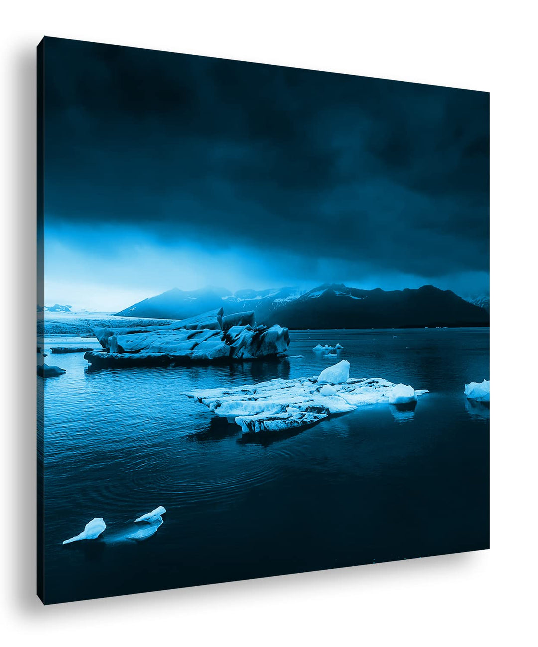 deyoli düstere Eislandschaft Format: 60x60 Effekt: Monocrome Blau als Leinwand, Motiv fertig gerahmt
