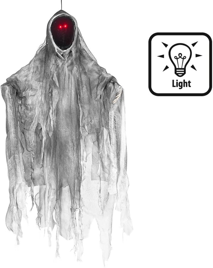 Boland 73096 - Hängender gesichtsloser Geist mit LED, 36 cm, inkl. Batterien, leuchtende Augen, Part