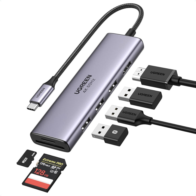 UGREEN USB C Hub 4K@60Hz USB C Adapter mit HDMI, SD/TF Kartenleser, 3 USB 3.0 USB C Dock Kompatibel