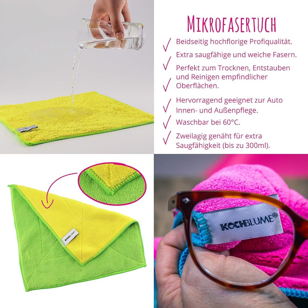 Kochblume Spar-Set für Töpfe von 14 bis 24 cm mit Microfasertuch als Set | Silikon Überkochschutz fü