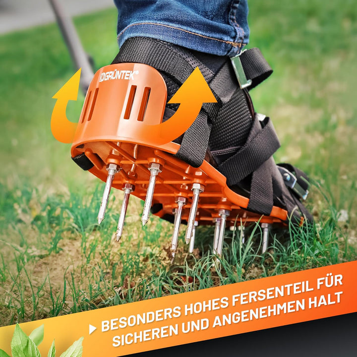 GRÜNTEK Rasenlüfter-Nagelschuhe für gesündere Rasenflächen, rutschfestes, rostfreie Dornen, zum Rase