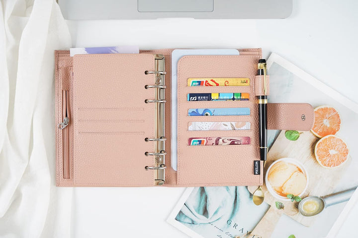 Moterm Personal Regular Ringe Planer - Echtes Leder Binder Organizer (25mm Ring, Kiesel-Staubrose),